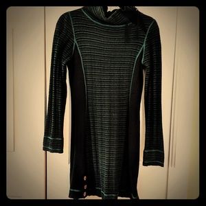 Prana teal and black Knit winter dress sz Small
